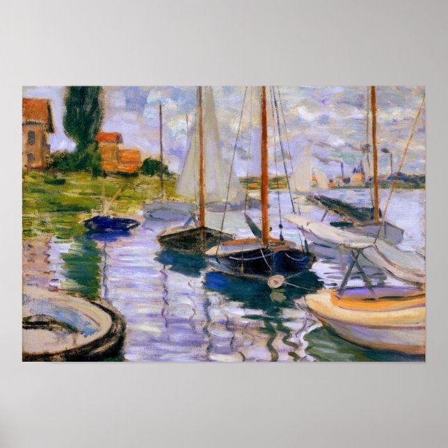 Poster Claude Monet - Bateaux à voile sur la Seine (Devant)