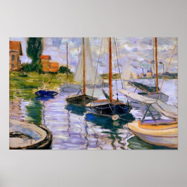 Poster Claude Monet - Bateaux à voile sur la Seine (Devant)