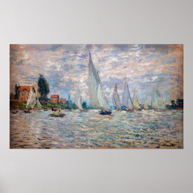 Poster Claude Monet - Bateaux Regatta à Argenteuil (Devant)