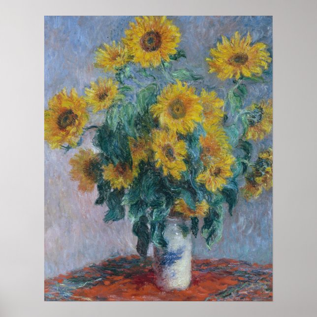 Poster Claude Monet - Bouquet De Tournesols, (Devant)