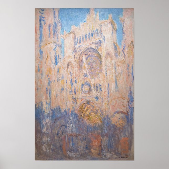 Poster Claude Monet - Cathédrale de Rouen au coucher du s (Devant)