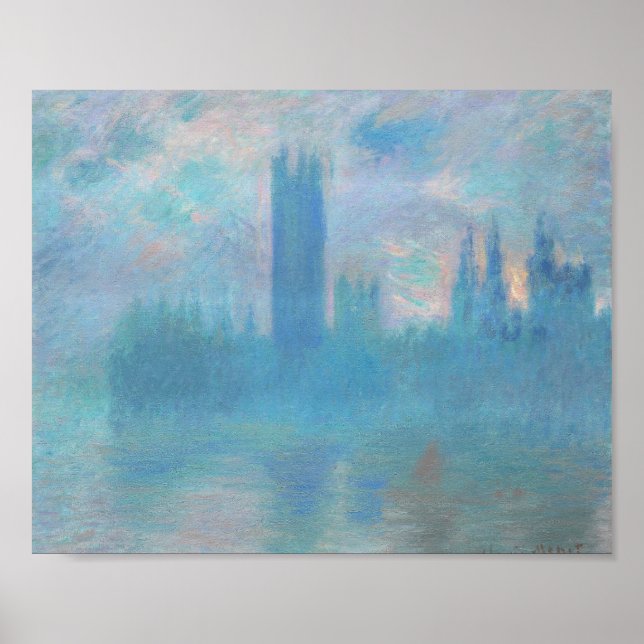Poster Claude Monet. Chambres du Parlement de Londres. Bl (Devant)