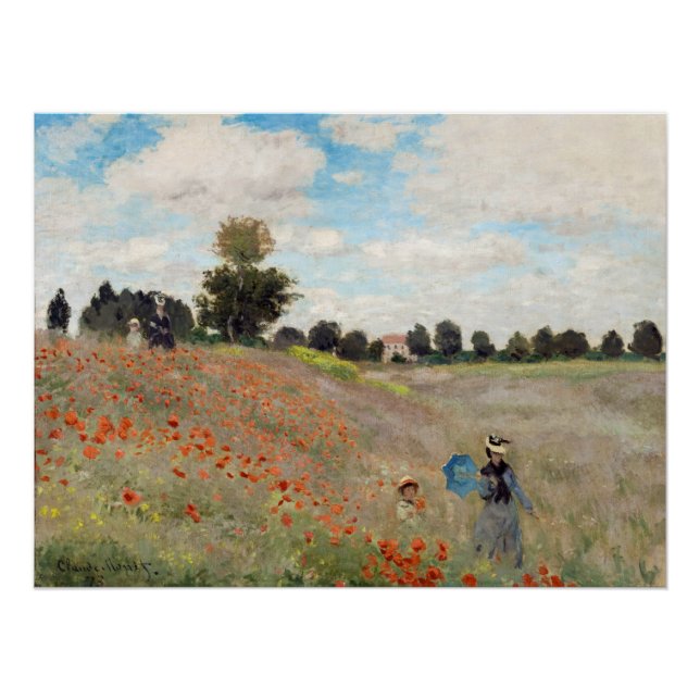 Poster Claude Monet - Champ de pavot (Devant)