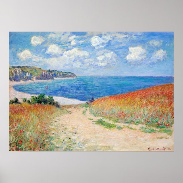 Poster Claude Monet - Chemin dans les champs de blé à Pou (Devant)