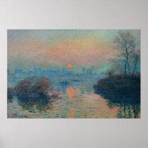 Poster Claude Monet - Coucher de soleil sur la Seine à La