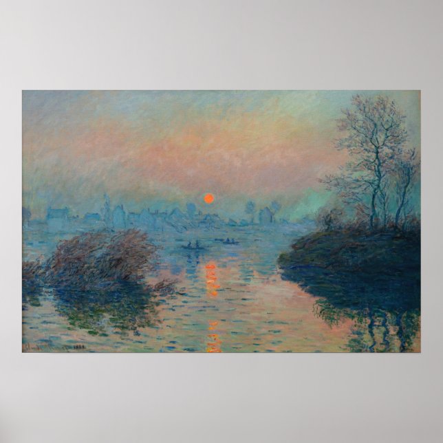 Poster Claude Monet - Coucher de soleil sur la Seine à La (Devant)