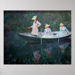 Poster Claude Monet - Dans le bateau norvégien à Giverny
