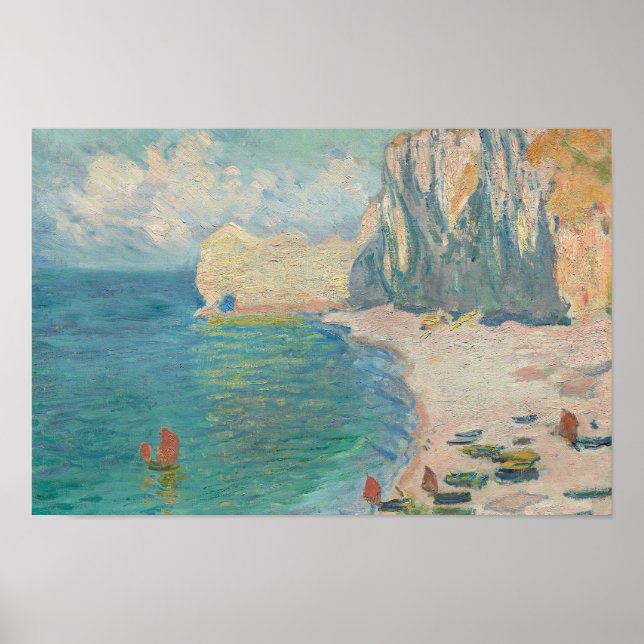 Poster Claude Monet - Etretat - La Plage et la Falaise (Devant)