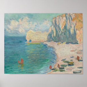 Poster Claude Monet - Etretat - La Plage et la Falaise