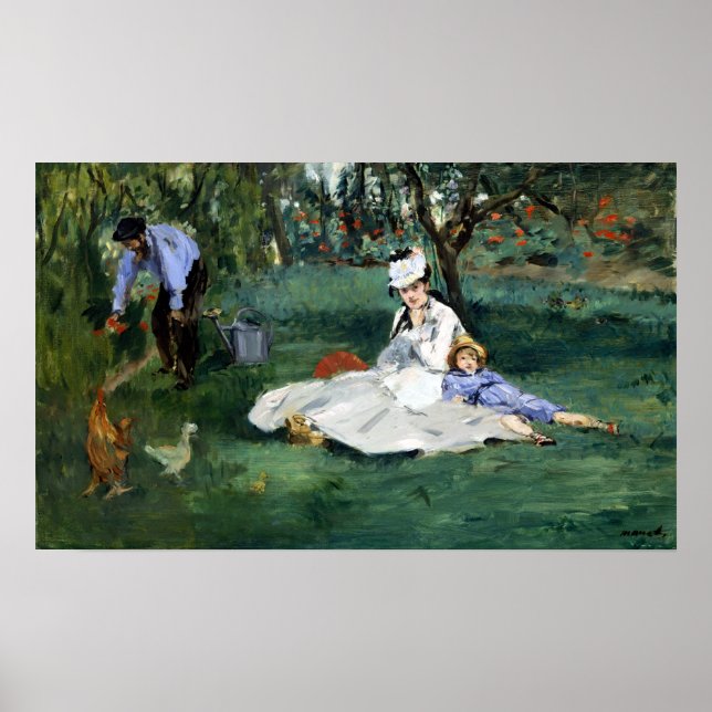 Poster Claude Monet La Famille Monet dans son jardin (Devant)
