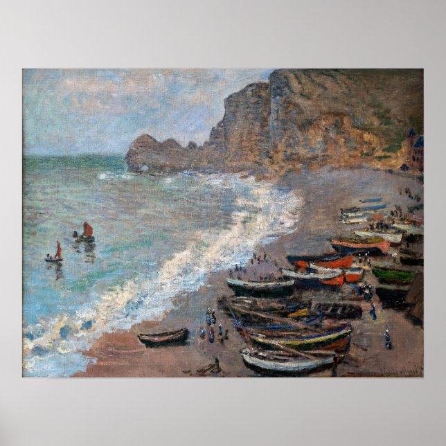 Poster Claude Monet - La plage d'Etretat (Devant)