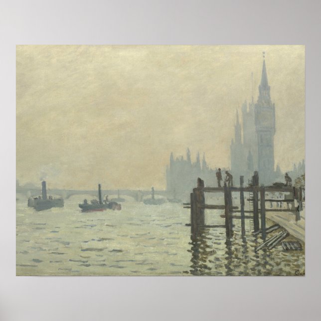Poster Claude Monet - La Tamise à Westminster (Devant)
