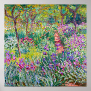 Poster Claude Monet - Le jardin d'iris à Giverny
