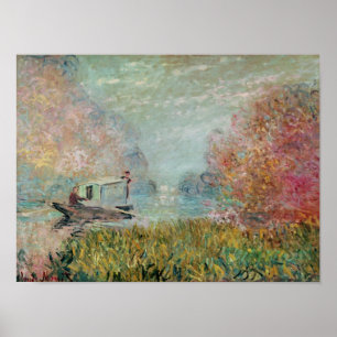 Poster Claude Monet   le studio de bateau sur la Seine,