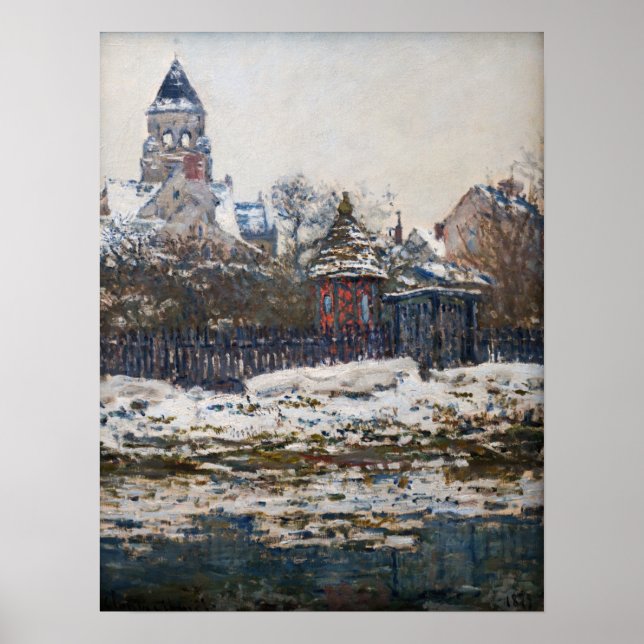Poster Claude Monet - L'église de Vetheuil (Devant)