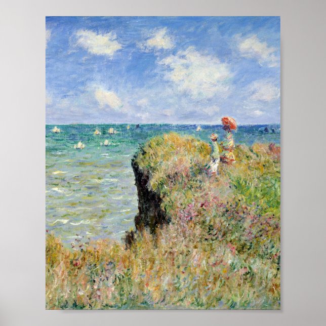 Poster Claude Monet - Marcher Sur La Falaise À Pourville (Devant)