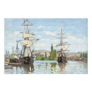 Poster Claude Monet. Navires à cheval sur la Seine à Roue