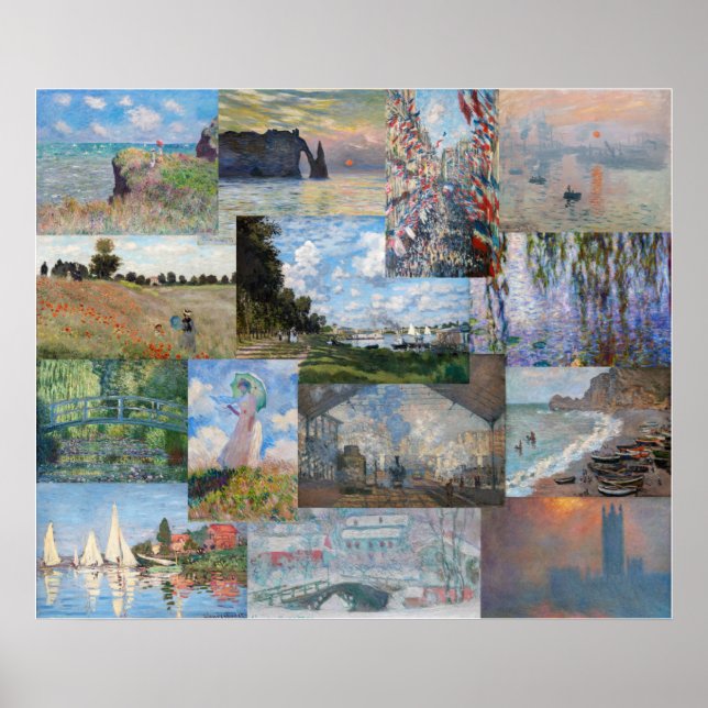 Poster Claude Monet - Patchwork de chefs-d'oeuvre (Devant)