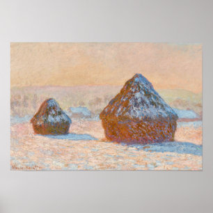 Poster Claude Monet - Piles à roues, Effet neige, Matin