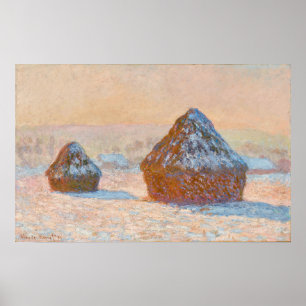 Poster Claude Monet - Piles à roues, Effet neige, Matin