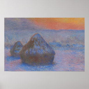 Poster Claude Monet - Stacks of Wheat - Sunset, Snow
