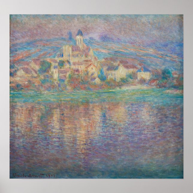 Poster Claude Monet - Vetheuil, coucher de soleil (Devant)