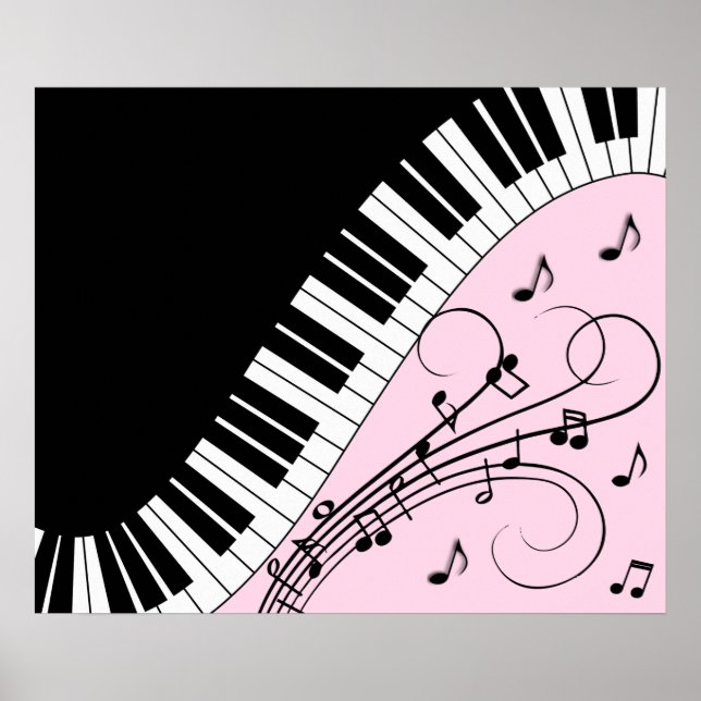 Poster Clavier de piano noir et blanc Design de musique r (Devant)