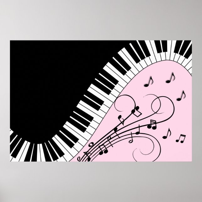 Poster Clavier de piano noir et blanc Design de musique r (Devant)