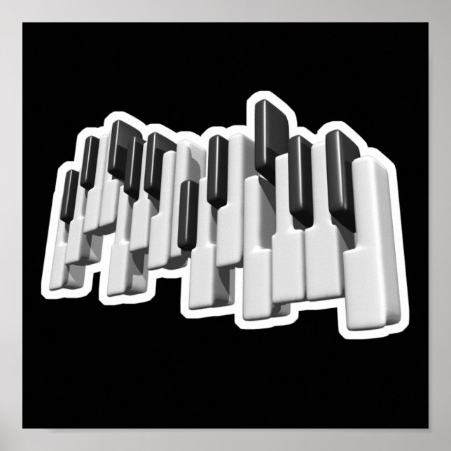 Poster clavier piano touches design (Devant)