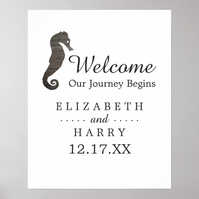 Poster Clay Seahorse Beach Mariage Bienvenue (Devant)