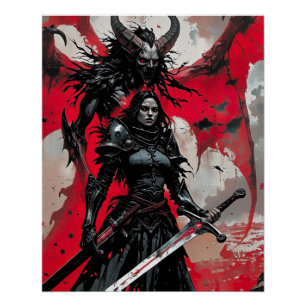 Poster Claymore Imaginaire foncé Guerrier gothique
