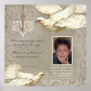 Poster Clé de mon cœur Colombe Mémorial de deuil