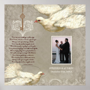 Poster Clé de mon coeur Dove Mariage Cadeau Photographie 