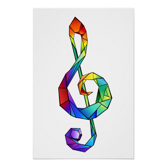Poster Clé de musique arc-en-ciel (Devant)