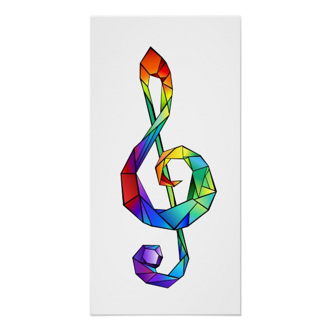 Poster Clé de musique arc-en-ciel (Devant)