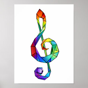 Poster Clé de musique arc-en-ciel