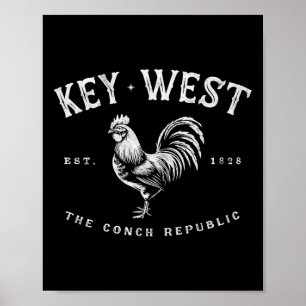 Poster Clé drôle Ouest Rooster Poulet Lever du soleil Pêc