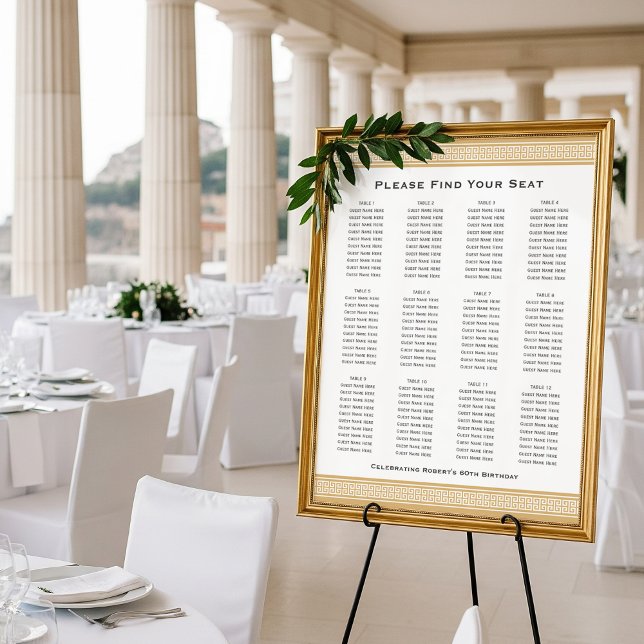 Poster Clé grecque classique 12 tables Plan d'assise Sign (Créateur téléchargé)