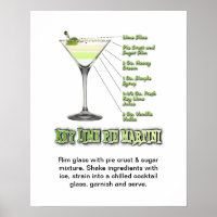 Clé Lime Pie Martini Cocktail Recette Art 16"x20"