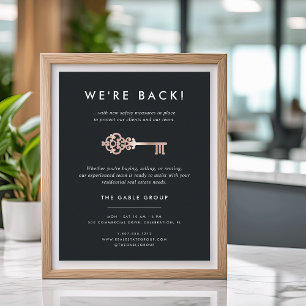 Poster Clé vintage   Réouverture de l'entreprise immobili