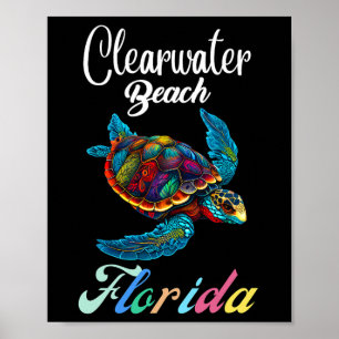 Poster Clearwater Beach Floride Tie Dye Famille de tortue