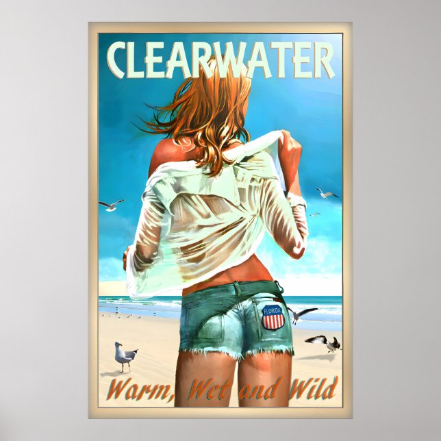 Poster Clearwater Floride Comté de Pinellas Plage Épinglé (Devant)
