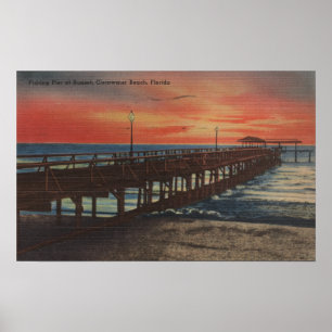 Poster Clearwater, Floride - Sunset View of Fishing Pie