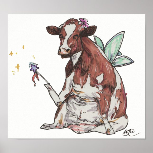 Poster Clémentine la vache fée (Devant)
