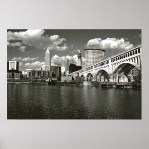 Poster Cleveland en noir et blanc