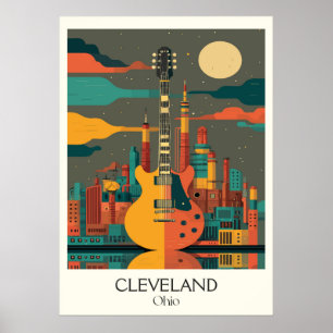 Poster Cleveland Ohio Skyline Rock Capital Lake Erie