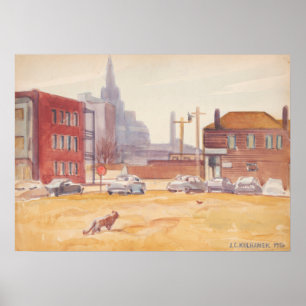 Poster Cleveland Skyline - Kulhanek Cityscape (1956)