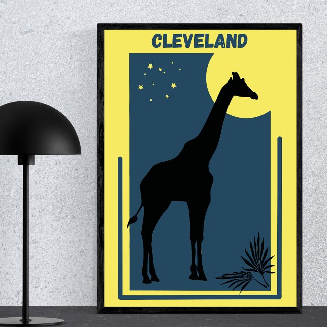 Poster Cleveland Zoo Ohio Vintage Giraffe (Créateur téléchargé)
