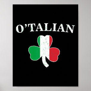 Poster Clic O'talian Trèfle Et Drapeau Italie Irlandais S