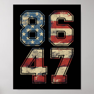 Poster Clic Vintage 80s Style 86 47 Anti Trump Usa Drapea
